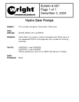 Wright Service Bulletin No 87 Part No Change for Hydro Gear 10A Pumps